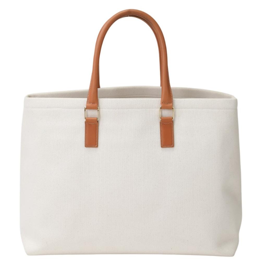 Celine Horizontalkava Tote Bag Canvas White Women 190062BNZ Used