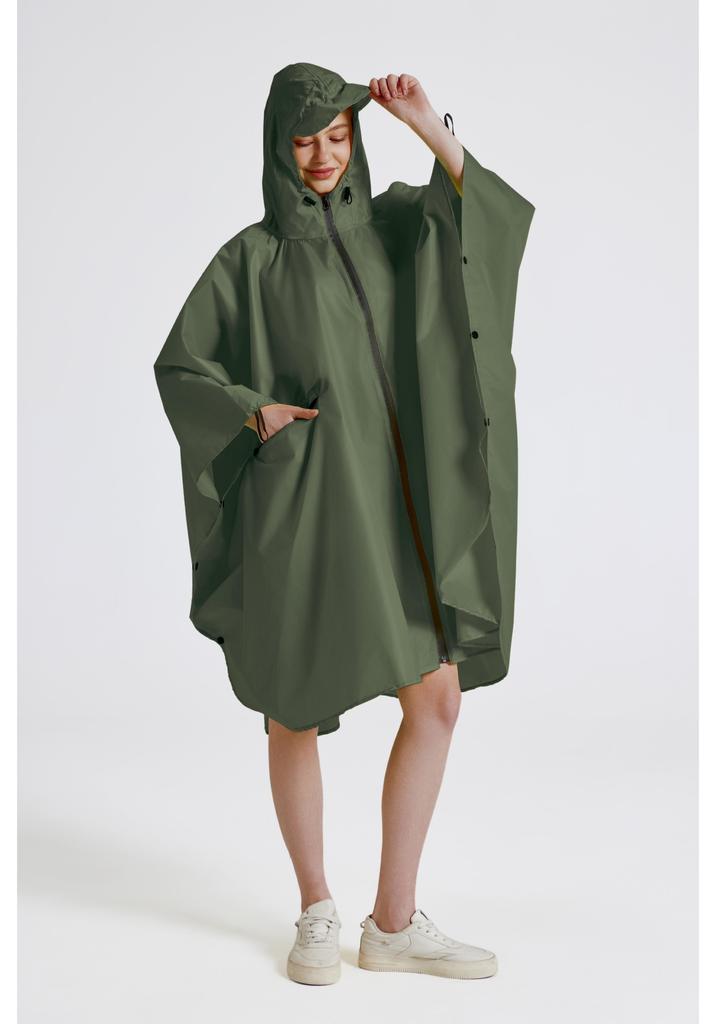 Adult cape raincoat men's and women's light and breathable waterproof zipper outdoor hiking universal poncho portable