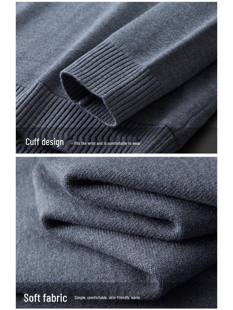 Men's Heavyweight Half-High Collar Velvet Sweater - Thick, Warm, Knitted Base Layer for Winter