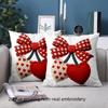 1 Pieces Red Bow And Heart Patterned Decorative Throw Pillow Polyester Pillowcase, Sofa Decorative Cushion Cov Headboard Pillow
