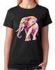 Colourful Geometric Elephant Art Ladies T-Shirt Vibrant Animal Tee