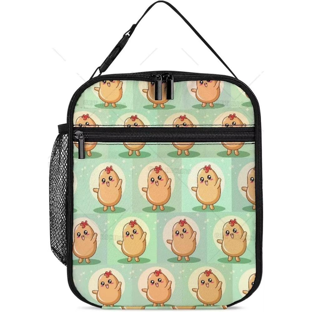 Funny Food Pattern Lunch Bag Leakproof Lunch Pail Container for Adults Work Outdoor, Reusable Handbag, To Keep Food Hot/Cold