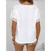 Summer New V-neck Lace Short Sleeve Casual White Shirts Women Elegant Hollow Out Vintage Loose Blouses Women Sweet Slim Fit Female Shirt Tops 26641