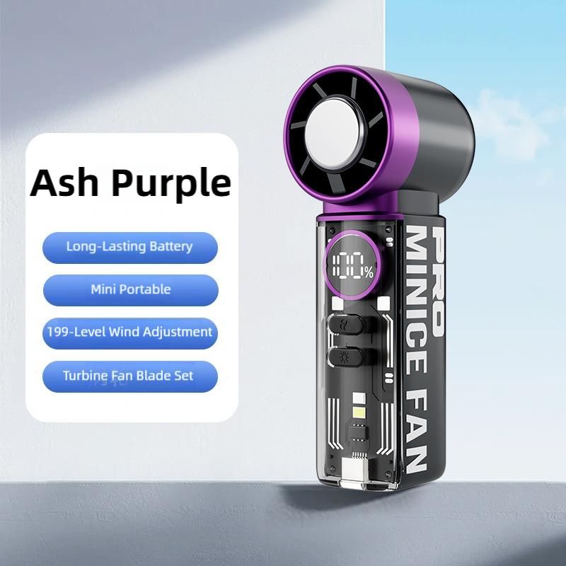 TINSOL 3000mAh High-Speed Ice Compress Handheld Fan, Portable Digital Display Turbo Fan, Semiconductor Transparent Mecha Style