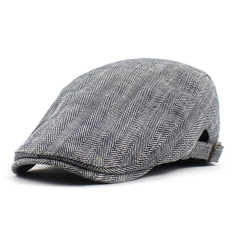 Beret fashion herringbone plaid duck tongue outdoor sports visor pure cotton old man hat new forward hat
