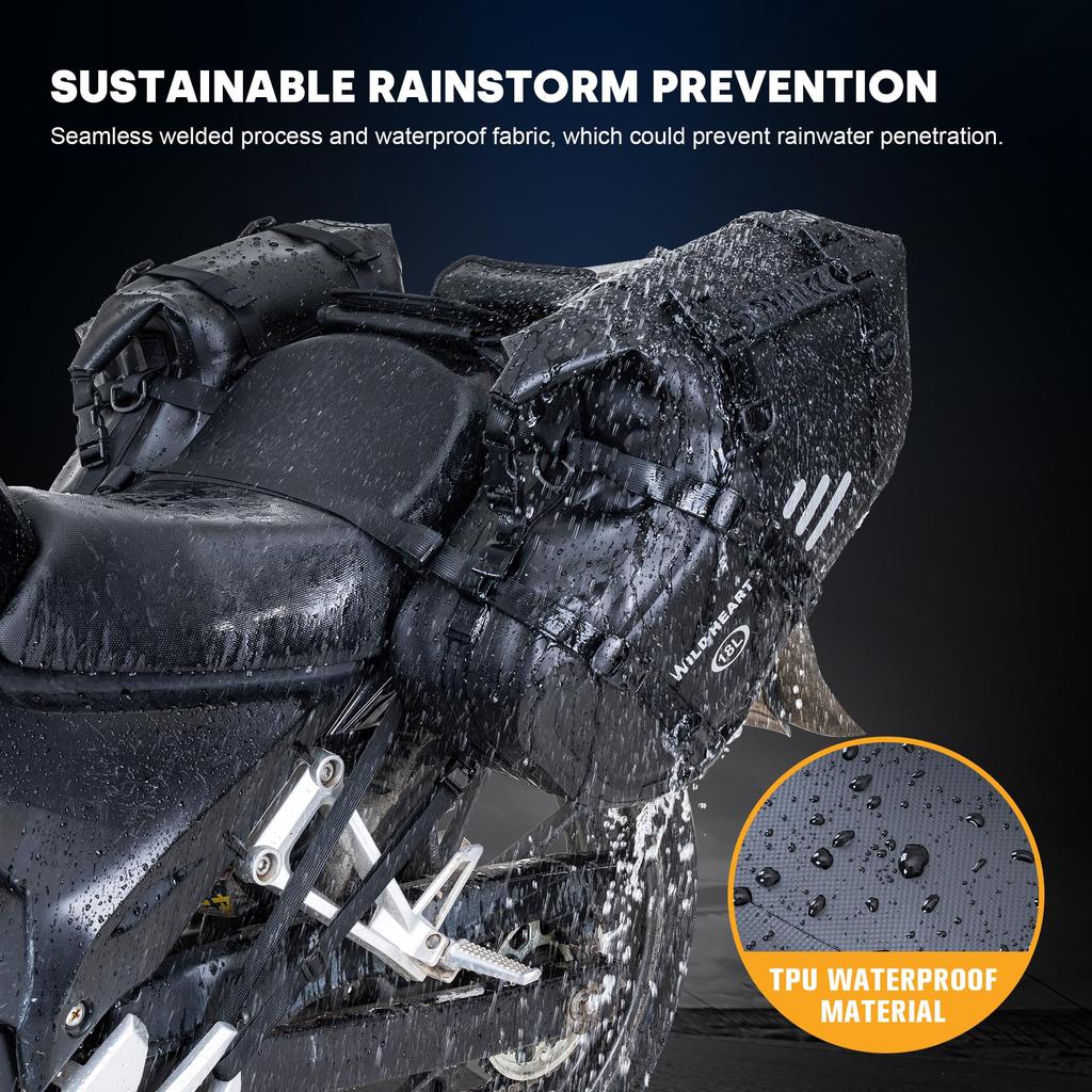 WILD HEART Motorcycle Waterproof 36L X Side Pannier Trunk Accessories X Saddlebags, (18L 2) Bags, (18L 2, TPU)