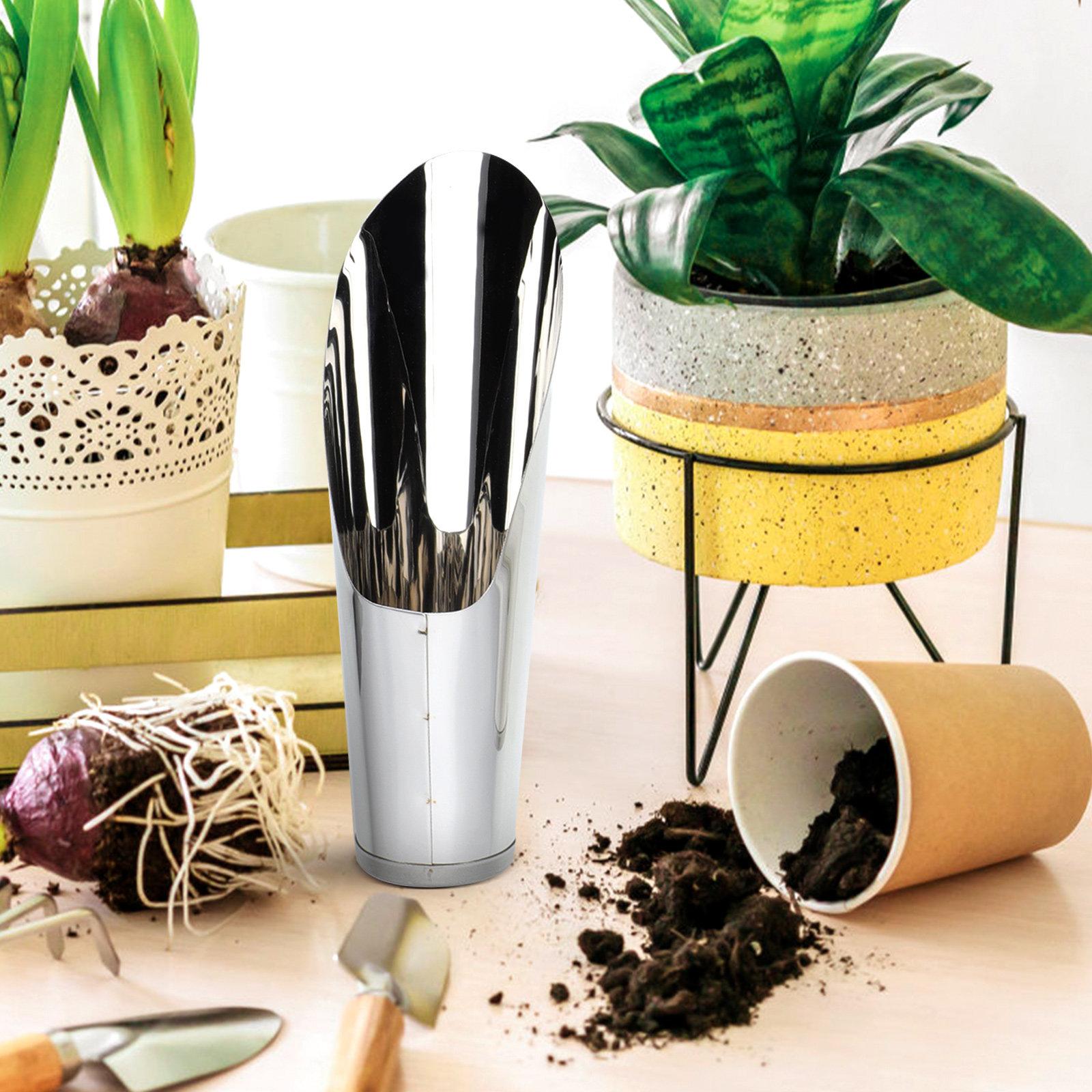 

Stainless Steel Gardening Soil Scoop Lightweight Portable Handheld Scoop for Planting Bonsai Succulents Vegetable Soil 17X4CM