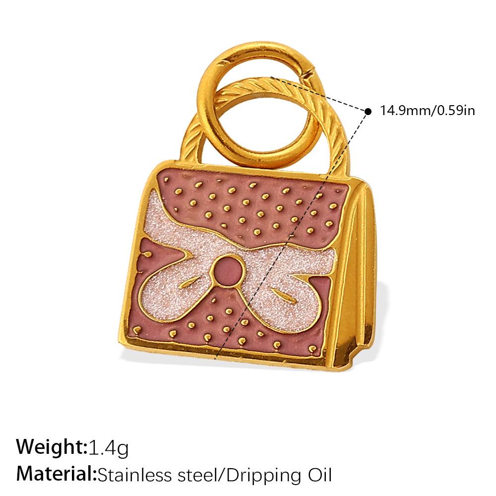 European and American Versatile Creative Color Bag Pendant, Stainless Steel Dripping Oil DIY Bracelet Necklace Accessories