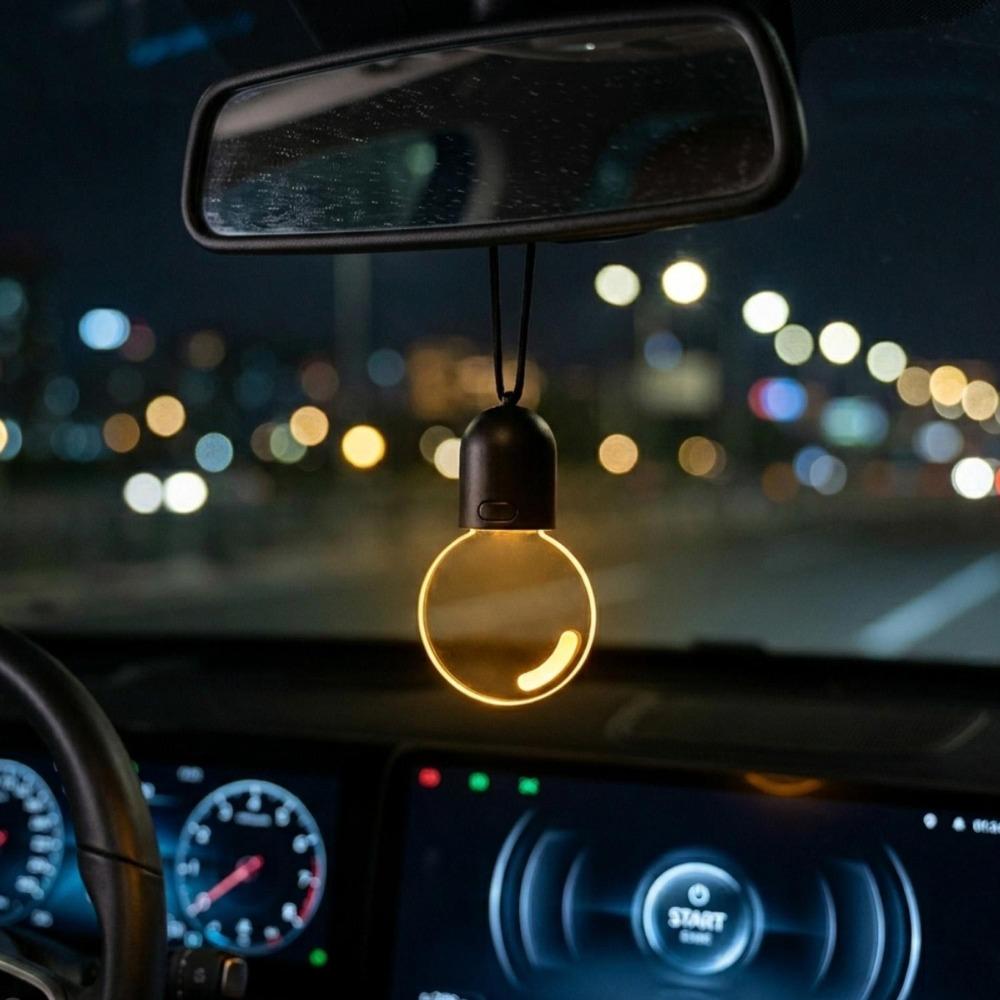 Acrylic LED Light Bulb Car Pendant Auto Rearview Mirror Hanging Ornament USB Charger Motion Activated Interior Styling Charms