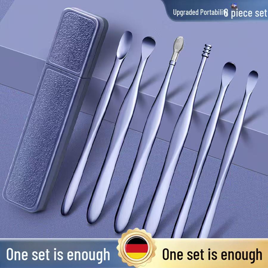 

Stainless Steel Spiral Ear Pick Set with Portable Keychain