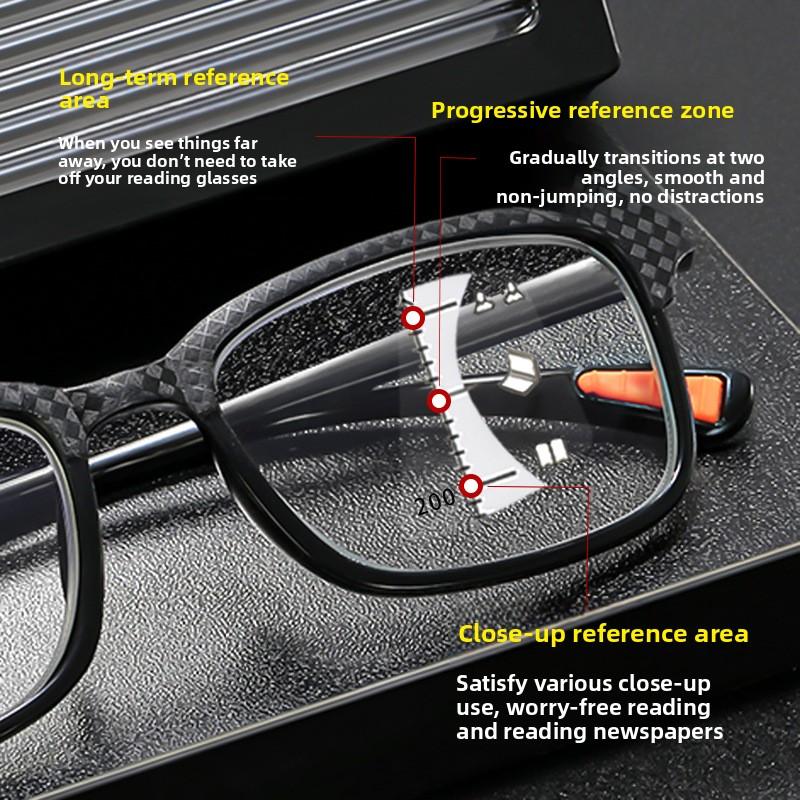 Anti Blue Light Progressive Multifocal Reading Glasses Men Women Fashion Square Frame Presbyopia Eyeglasses +100 To+400 Glasses
