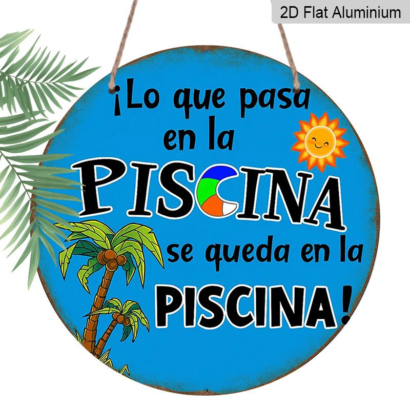 

2D Flat, 1pc Spanish Pool Party Decoration Sign, Funny The Secret of Quiet Phrase, Tropical Palm Tree Design, for Poolside, Bathroom, Garden 1pc