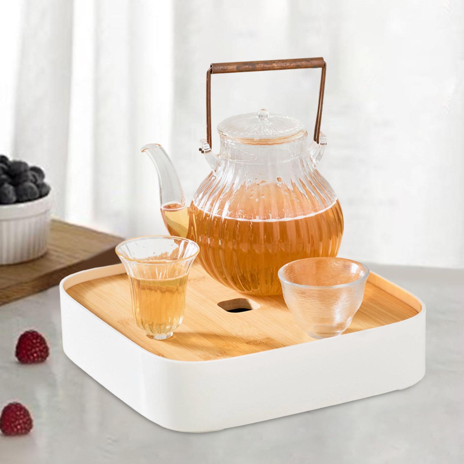 Gongfu Tea Tray Gongfu Tea Table Box with Water Storage Drain Tray for Hotel Farmhouse Household Restaurant Living Room белый