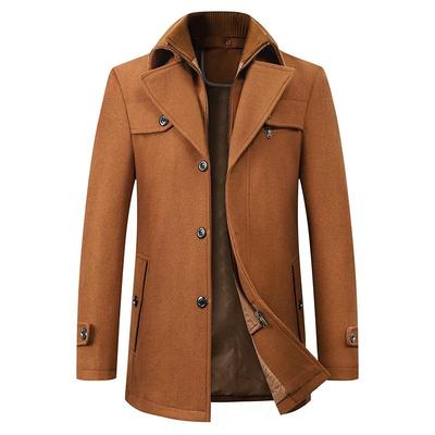FiveFive Man Classic Fashion Trench Coat Jackets MaleLong Trench Slim Fit Overcoat Blends Fashion Woolen Warm Outerwear Windbreaker