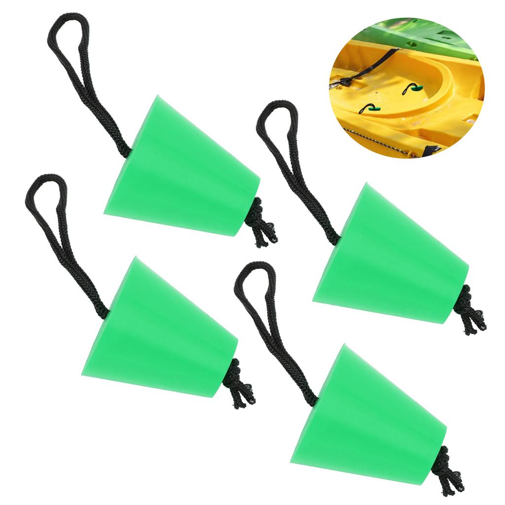 4pcs Scupper Plug Kit with Lanyard Flexible Silicone Drain Holes Stopper Bung   for Kayaks Canoes