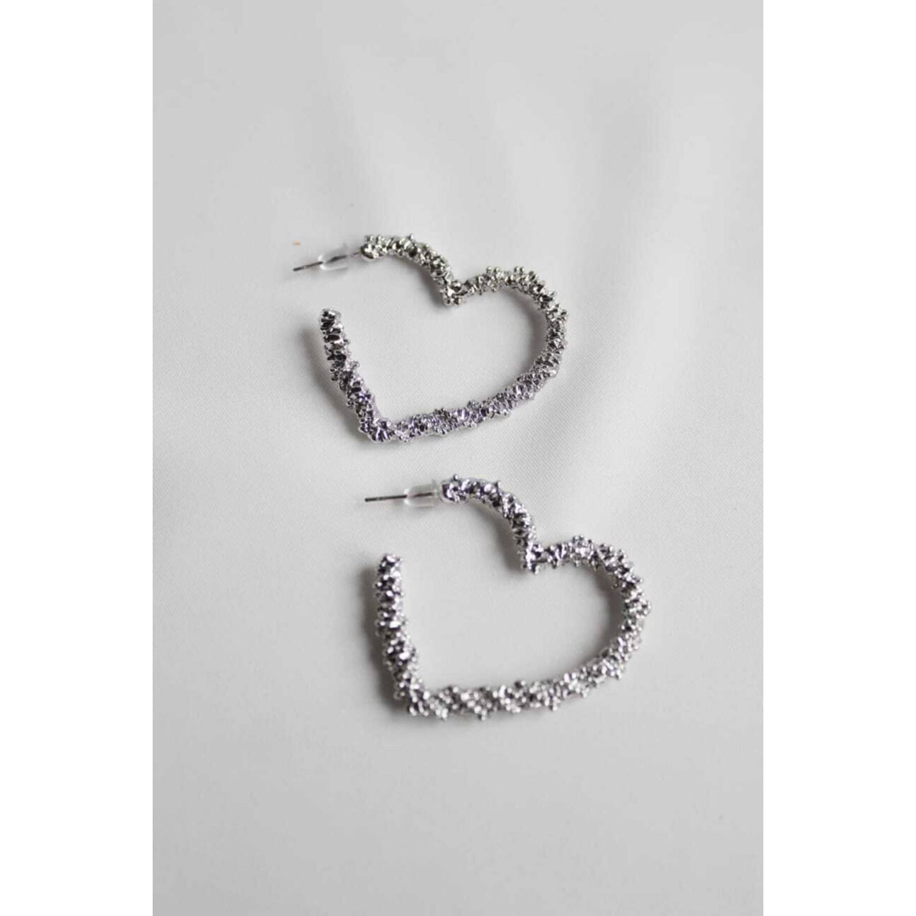 

Big Heart Silver Color Women s Earrings