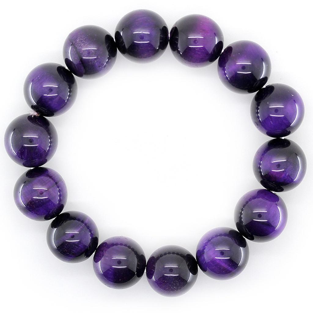 Ishiki Purple Tiger 16mm Power Stone Prayer Bead Bracelet