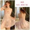 Women's Lace Sheer Mesh Low Cut Comfy Sleep Dress Lingerie Set