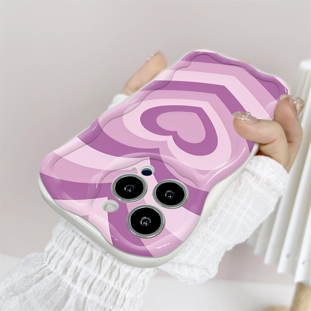 Cartoon Pattern Cream Texture Casing Wavy Edge Soft Silicone Cover Phone Case for IPhone Samsung Huawei Honor Xiaomi Redmi OPPO Realme Vivo Infinix