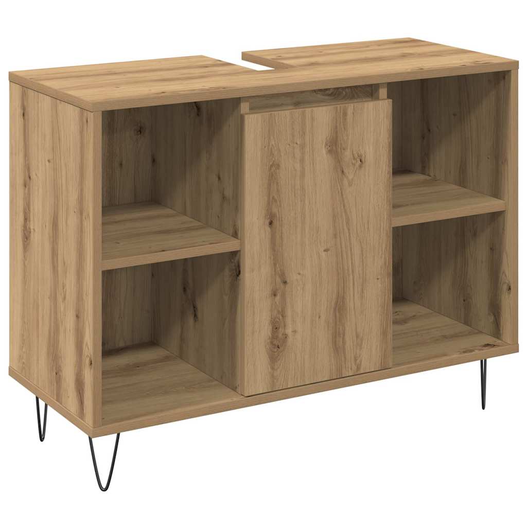 Bathroom Furniture Set with Shelf 3 Pcs Artisan Oak Wood Based Material
