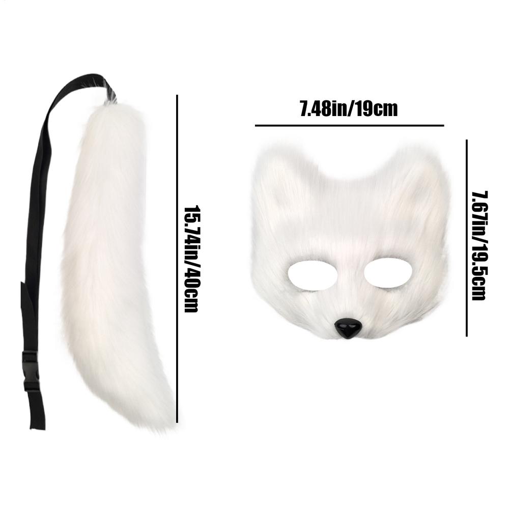 Kostium lisa na Halloween Akcesoria do Cosplayu Pokrowiec na twarz kota Rękawiczki łapki Kostium Cosplay dla Chłopców Nastolatków Dorosłych Mężczyzn Kobiet Impreza