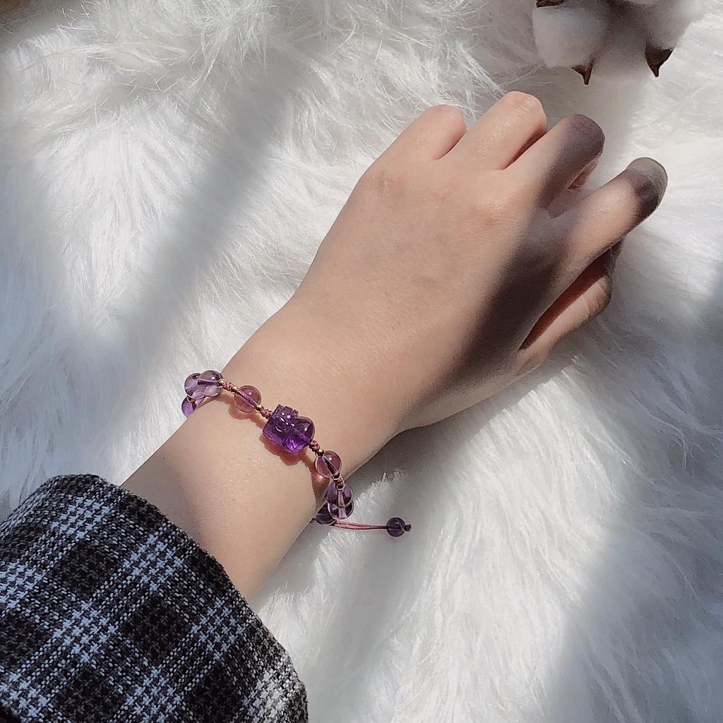 Women's Amethyst Pixiu Bracelet, Handmade Simple Bracelet, Gift for Best Friend or Girlfriend, Crystal Jewelry Bracelet