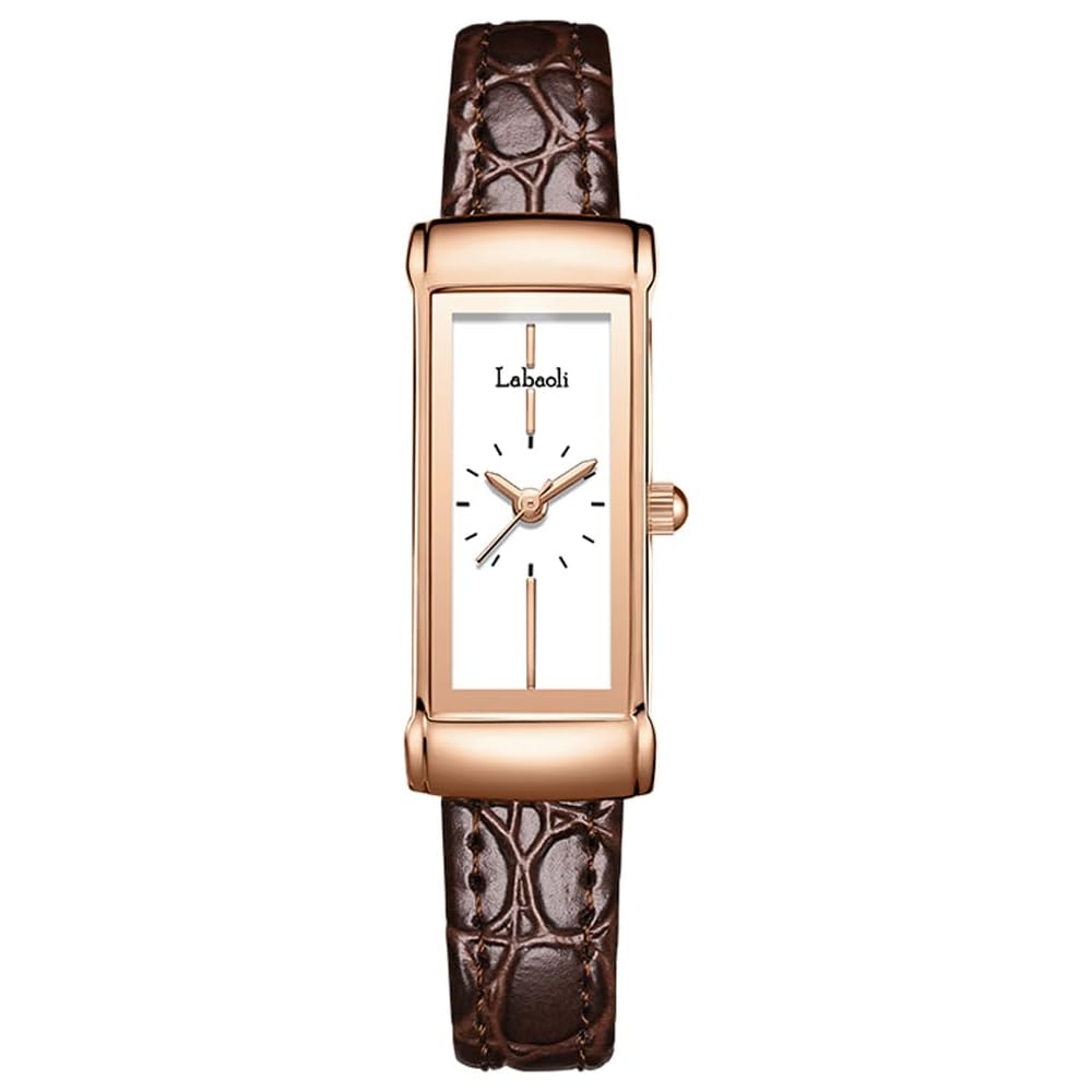 Women s Simple Brown Square Watch Leather Strap Waterproof Lightweight Casual Business Style