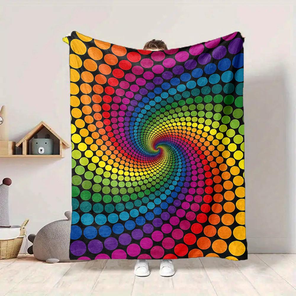 1pc Rainbow Dots Blanket Lightweight Flannel Blanket Throw Blanket For Sofa, Bed, Travel, Camping, Livingroom, Couch, Chair, And Bed yy2509026188