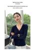 Women's Slim Fit V-Neck Cashmere Cardigan - 2024 Autumn/Winter Solid Color Knit Top
