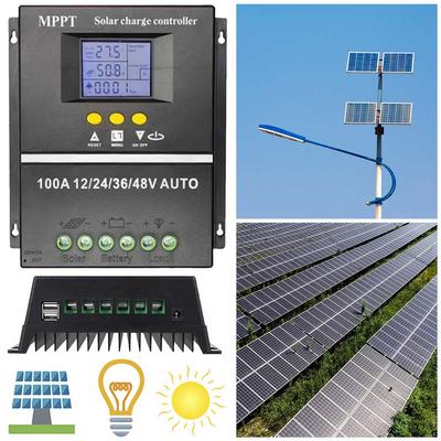 Çift USB Portlu 100A MPPT Solar Şarj Kontrol Cihazı 12V 24V 36V 48V Otomatik Algılama ve LCD Ekran