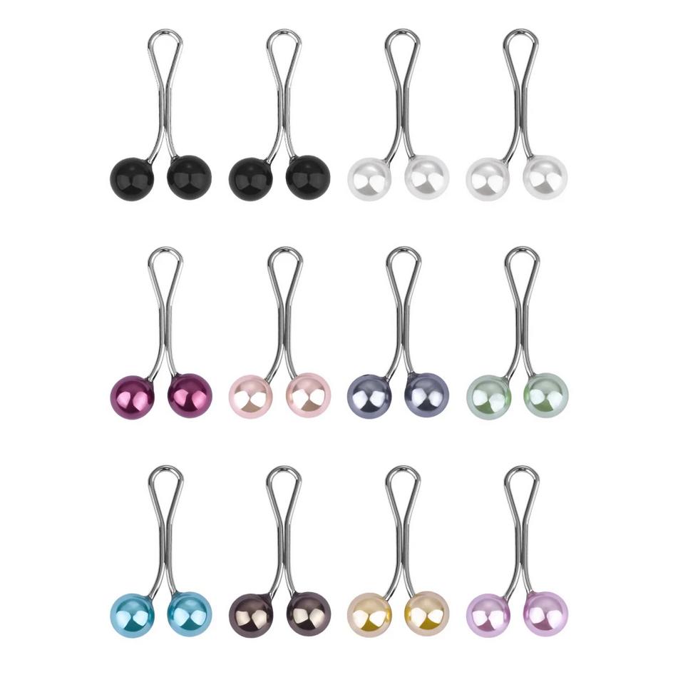 

12PCS Lady Pearls Muslim Women Shawl Scarf Lady Scarves Hijab Clips Pearl Brooch Pins Pin Headscarf Pearl Clip Scarf Clips Gifts