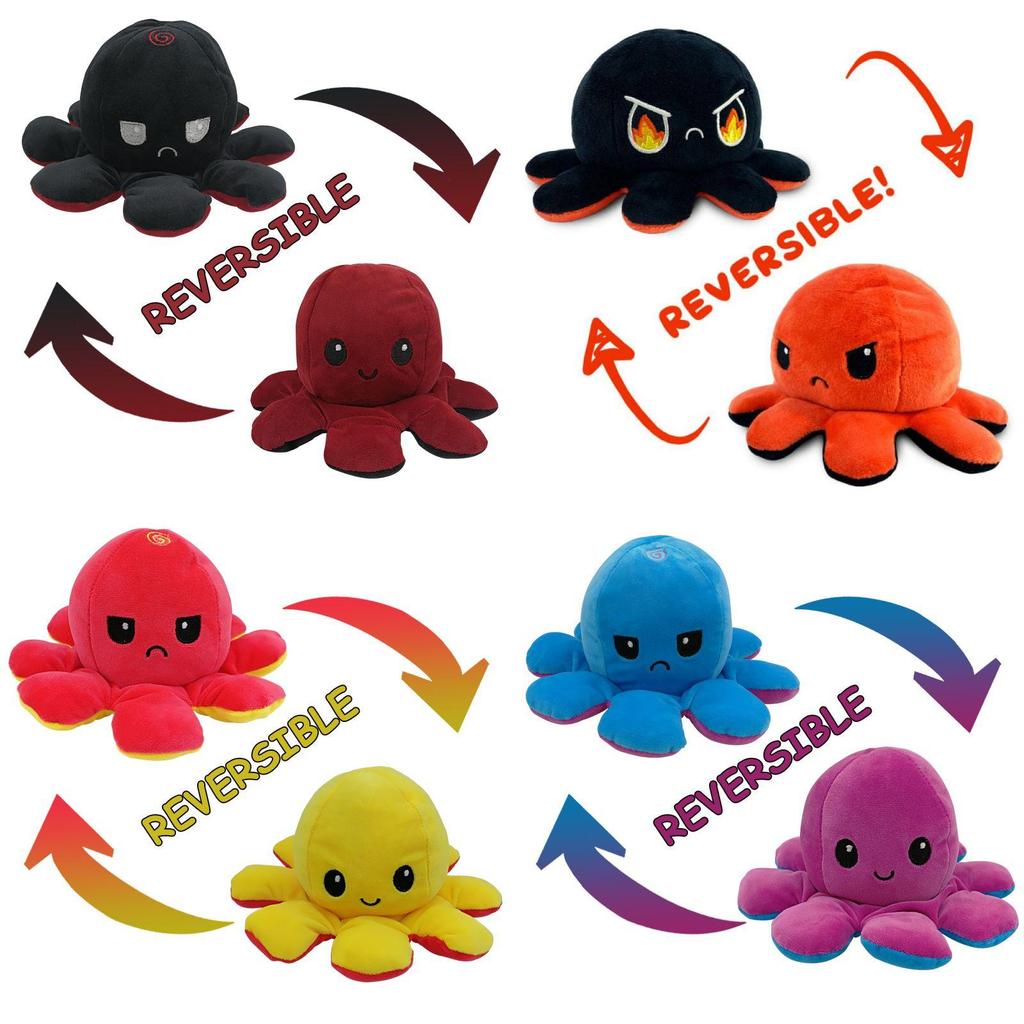 Soft And Adorable Double-sided Flip Reversible Octopus Plush Toy For Kids