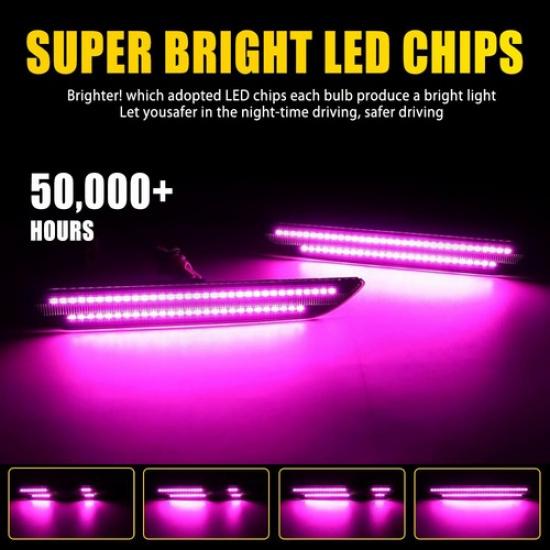 2x Dynamic Purple LED Side Marker Light Rear Bumper For 2015- Ford Mustang A