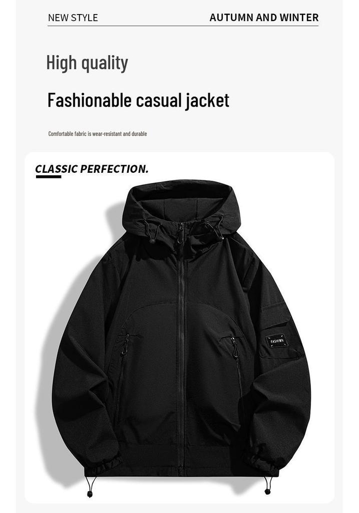 2025 Spring/Autumn Trendy Windproof & Waterproof Hooded Workwear Jacket for Mountaineering