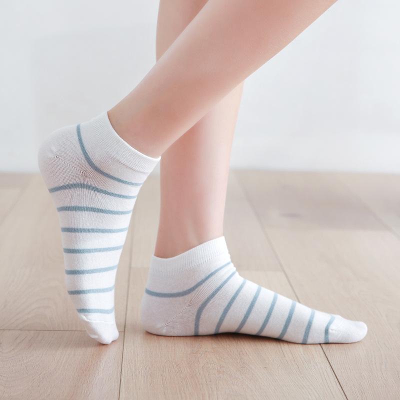 5/10 Pairs Comfortable Casual and Versatile Spring Summer Blue Socks Women's Cute Low Top Open Toe Boat Socks Women's College Style Socks