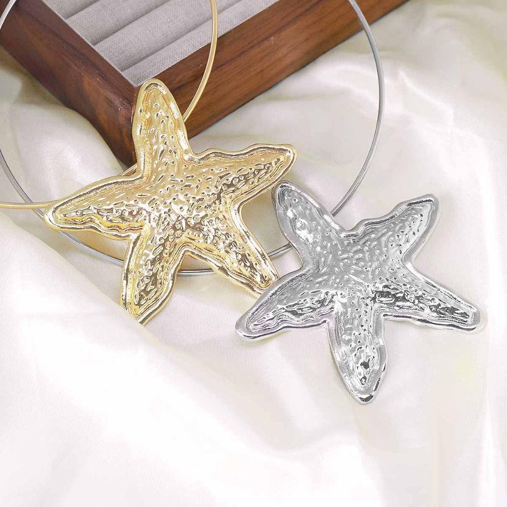 Silber Geometrischer Runder Kragen Anhänger Gold Schmuck Mode Seestern Anhänger Metall Choker Damen
