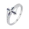 Creative Double Openwork Cross Sapphire Couple Ring for Women S925 Sterling Silver Anniversary Gift Jewelry Sterling Silver Rings for Women