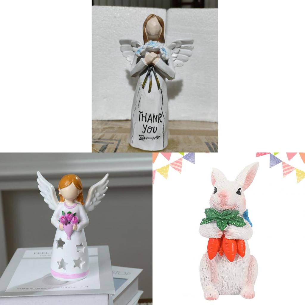 Easter Rabbit Resin Craft With Angel And Sunflower For Gift And Home Decor