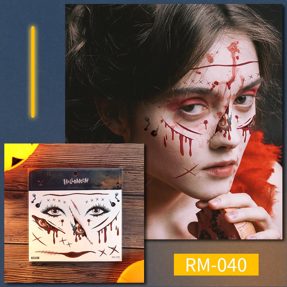 Cross-Border Halloween & Day of the Dead Face Tattoo Stickers - Floral Party Makeup Stickers 158x158 mm