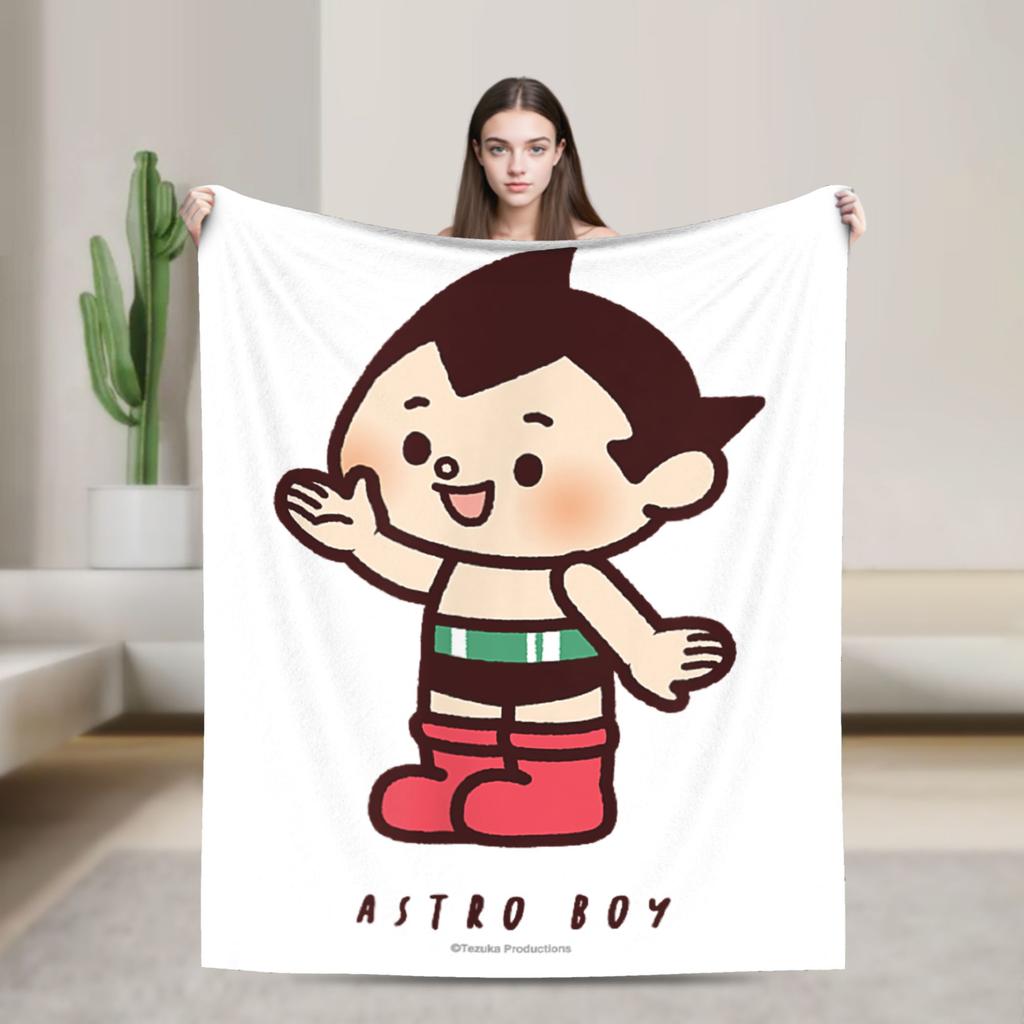 Astro Boy Character Mighty Atom Blanket Animation Flannel Vintage Warm Throw Blanket for Home Restaurant Autumn/Winter Office