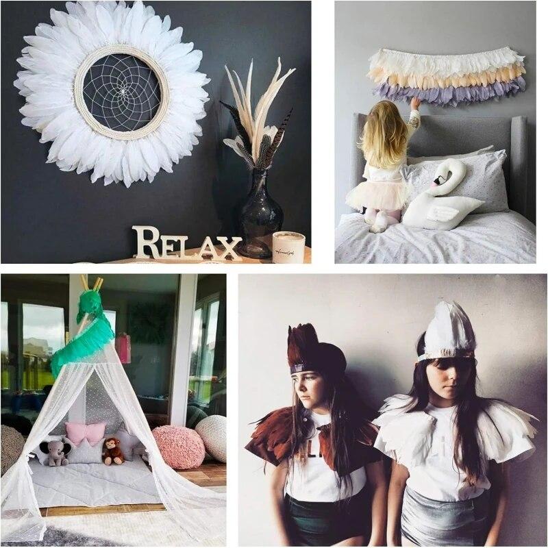 5M Goose Feathers For Sewing In Dress Trim Fringes Clothes NeedleworkDIY Headpiece Decor Wedding Supplies Handicraft Accessories