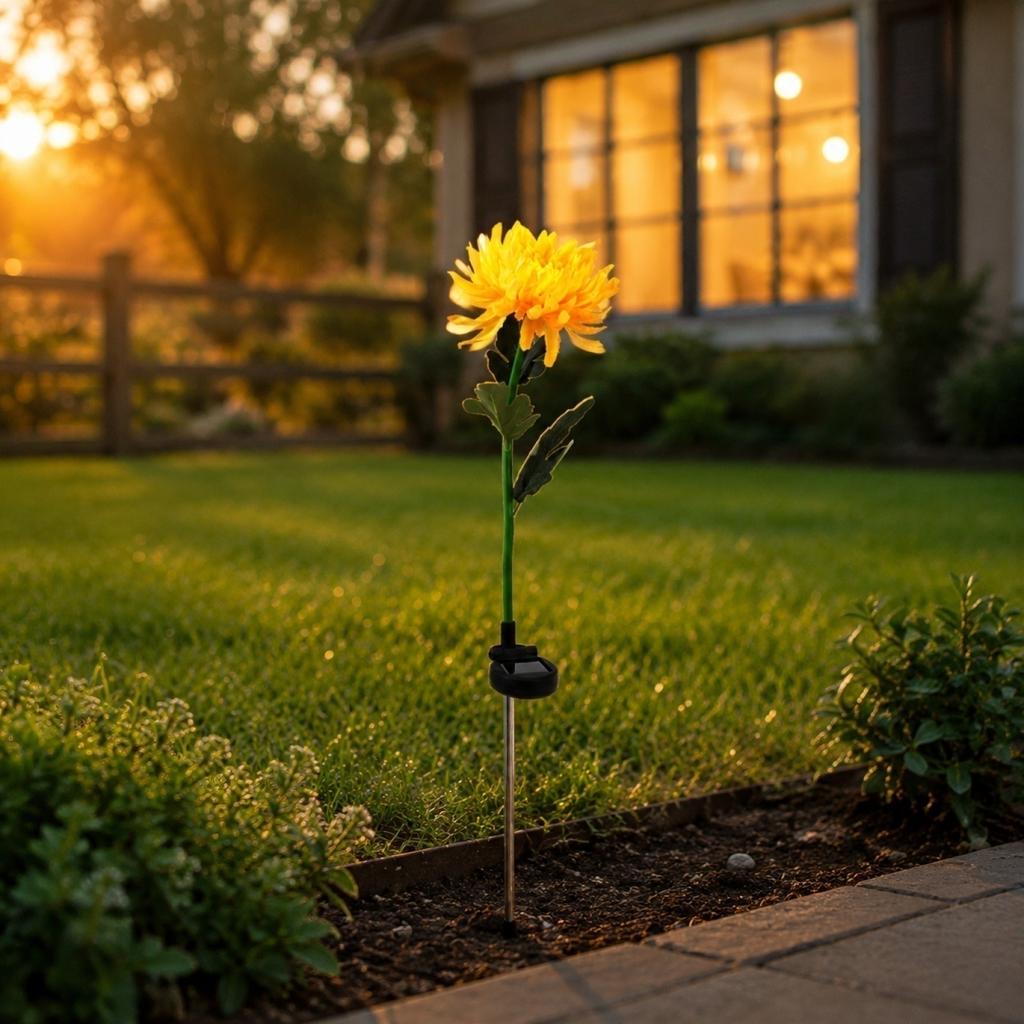 Solar Powered Artificial Flower Garden Light Outdoor Decorative Yard Lamp with Stake for Lawn Patio Pathway Landscape Lighting