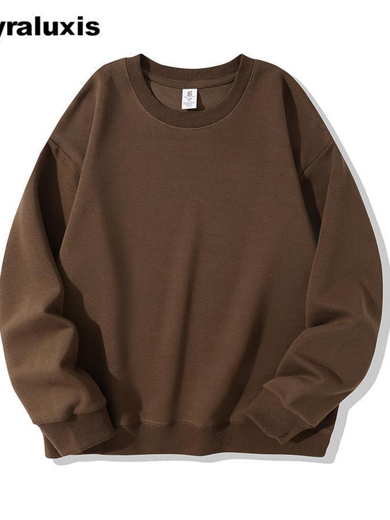 New Fall/Winter Crew Neck Sweatshirt Women's Long Sleeve White Solid Loose Casual Crop Top for Girls Autumn Fashion