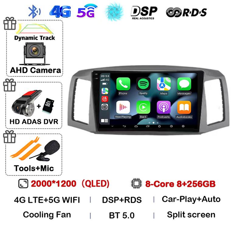 Android 14 Carplay Auto WIFI+4G For JEEP Grand Cherokee 2004 2005 2006 2007 Car Radio Multimedia Video Player GPS Stereo Audio