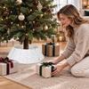 Christmas Tree Collar Handwoven Rattan Collar, Natural Brown Base Skirt, Decorative Indoor Ornament Wicker Stand Cover for Home Office Floor