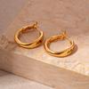 Real gold electroplated retro letter geometric circle silver needle earrings European and American simple niche earrings 