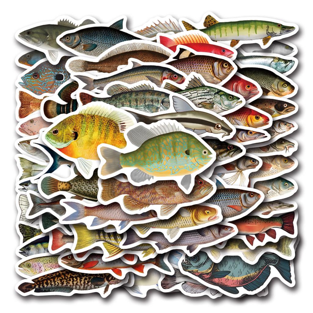 55 Fish Deep Sea Fish Doodle Stickers Decorative Suitcase Laptop Mobile Phone Cartoon Stickers
