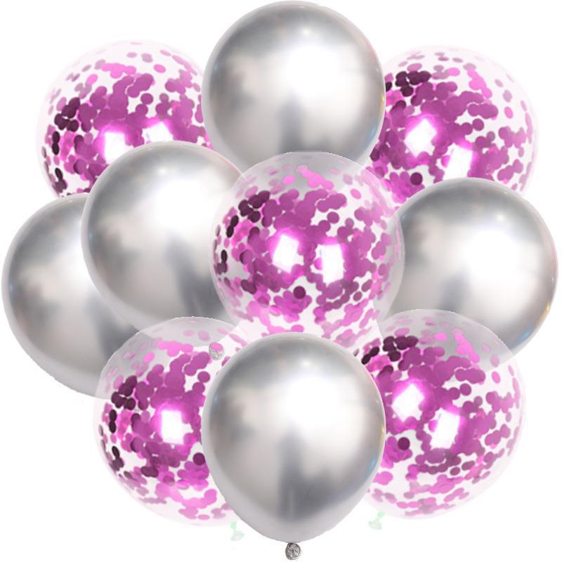 Birthday & Ceremony Decoration Balloon Set: Metallic Sequins, Table & Ground Floating Balloons.