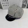 Plaid Style Retro Octagonal Cap With Wide Brim For Casual And Street Fashion