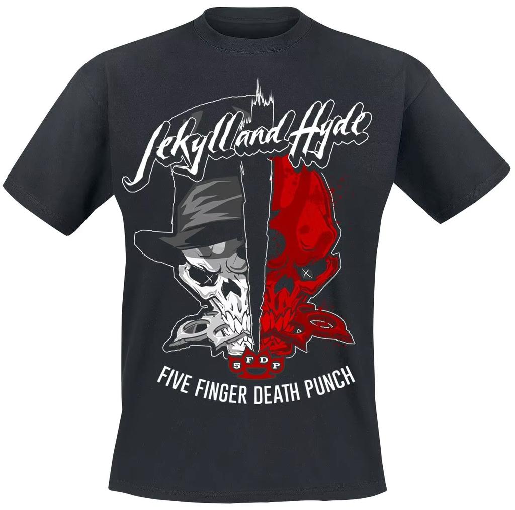 2026 New Hot Five Finger Death Punch Bloody Skull Print Tshirt Cotton Unisex Metal Fans Casual Tee